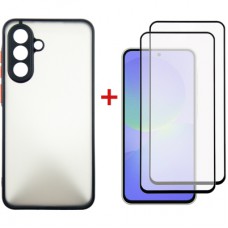 Чохол до мобільного телефона Dengos Samsung Galaxy A36 Matte + glass 2pcs (Black) (DG-CTG2P-15)