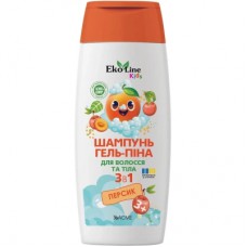 Дитячий шампунь EcoLine KIDS 3 в 1 (шампунь-гель-піна) персик 250 мл (4823115503558)