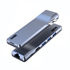 Концентратор Armorstandart For MacBook M-Series HDMI 4K, RJ45, PD, 3USB, SD, microSD Grey (ARM69367)