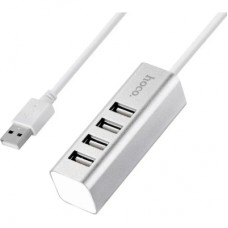 Концентратор HOCO USB 2.0 to 4xUSB Line machine HB1 Silver (6957531038146)