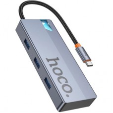 Концентратор HOCO USB-C to HDMI+PD+3xUSB3.0 HB50 Deep Space Gray (6942007647298)