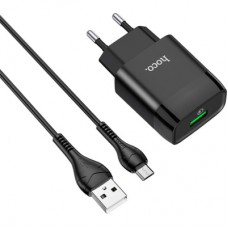 Зарядний пристрій HOCO C72Q Glorious USB QC3.0 + cable USB to Micro 5P 18W Black (6931474732521)