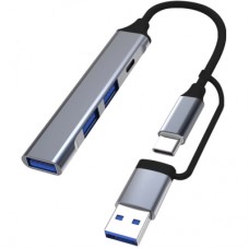 Концентратор Dynamode USB Type-C + USB-A to 1хUSB-C 3.0 1хUSB-A 3.0 2xUSB-A 2.0 dark grey (DM-UH-314AC)