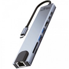 Концентратор Media-Tech USB-C 8-in-1 HDMI 4K/2xUSB-A/2xUSB-C/RJ45/SD/TF/PD 100W USB3.1 (MT5046)