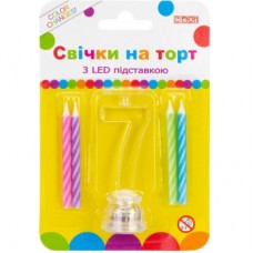 Свічка Maxi 4 шт. на торт з LED підставкою "7", що світиться (MX701007-7)