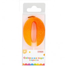 Свічка Maxi "0" із блискітками, що іскриться, 4,5 см, на торт (MX622081-0)
