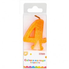 Свічка Maxi "4" із блискітками, що іскриться, 4,5 см, на торт (MX622081-4)