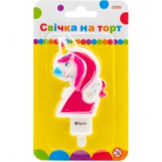 Свічка Maxi двостороння "2" із зображенням єдинорога висотою 7,62 см (MX622066-2)