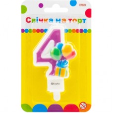 Свічка Maxi двостороння "4" із зображенням надувних кульок висотою 7,62 см (MX622069-4)