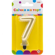 Свічка Maxi золотиста двостороння "7" у вигляді надувної кульки висотою 7,62 см (MX622095G-7)