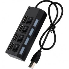 Концентратор Voltronic USB 2.0 to 4xUSB with switches black (YT-HWS4HS-B)
