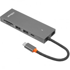 Концентратор HiSmart USB-C to 2xUSB 3.0 + 2xUSB-C + SD + TF + HDMI 4K60Hz gray (CA913459)