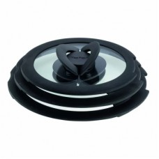 Кришка для посуду Tefal Ingenio, набір 3 шт, скло, пластик, чорний (L9849053)