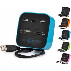 Концентратор Voltronic USB 2.0 to 3xUSB 2.0 + SD/MMC/TF/M2 blue/black (CUB3-Bl)