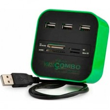 Концентратор Voltronic USB 2.0 to 3xUSB 2.0 + SD/MMC/TF/M2 green/black (CUB3-GB)