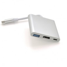 Концентратор Voltronic USB-C 3-in-1 USB 3.0 + USB-C + HDMI 0.1m 4K/2K silver (YT-C-T-C(M)/HDMI(F)/USB3)