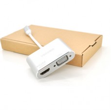 Концентратор VEGGIEG USB-C 2-in-1 HDMI + VGA 0.1m silver (TC02)