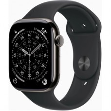 Смарт-годинник Apple Watch Series 11 GPS + Cellular 46mm Slate Titanium Case with Black Sport Band - S/M (MFD14RK/A)