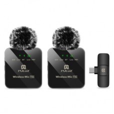Мікрофон Puluz для телефону приймач Type-C і два мікрофони Black (PU648B)