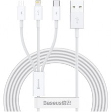 Дата кабель USB 2.0 AM to Lightning + Micro 5P + USB-C 1.5m 3.5A white Baseus (CAMLTYS-02)