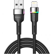 Дата кабель USB 2.0 AM to Lightning 2.0m 2.4A LED black Essager (EXCL-XCDA01)