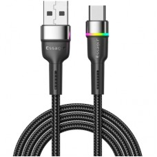 Дата кабель USB 2.0 AM to USB-C 0.5m 3A LED black Essager (EXCT-XCDB01)