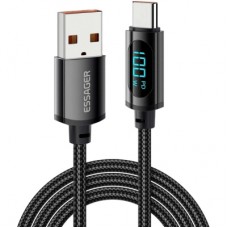 Дата кабель USB 2.0 AM to USB-C 2.0m 7A LED black Essager (EXCT-XYA01-P)