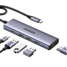 Концентратор Ugreen USB-C to HDMI + 3xUSB 3.0 + PD CM511 gray (15596)