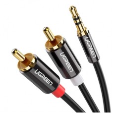 Кабель мультимедійний 3.5mm M to 2xRCA M 1.0m AV116 black Ugreen (10749)