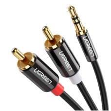 Кабель мультимедійний 3.5mm M to 2xRCA M 2.0m AV116 black Ugreen (10584)
