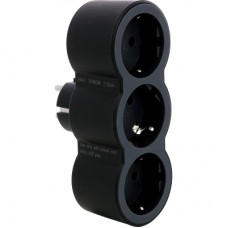 Мережевий розгалужувач Legrand СТАНДАРТ 3х2К+З фронтальні розетки , колір Чорний (694519)