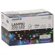 Гірлянда Chomik 200 LED 10 м, мультиколор, ефект блиску, IP44, від мережі (5900779879492)