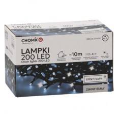 Гірлянда Chomik 200 LED 10 м, холодний білий, ефект блиску, IP44, від мережі (5900779879485)