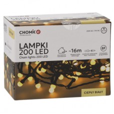 Гірлянда Chomik Кульки-змійка 200 LED 16 м, теплий білий, IP44, від мережі (5900779880146)