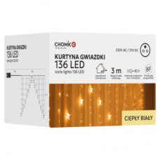 Гірлянда Chomik Штора зірки 136 LED теплий білий, 3 м, від мережі (5900779880030)