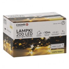 Гірлянда Chomik 200 LED 10м, теплий білий, IP44, від мережі (5900779879478)
