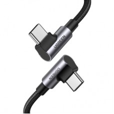 Дата кабель USB-C to USB-C 1.0m 100W (20V/5A) 90° corner braided black Ugreen (70696)