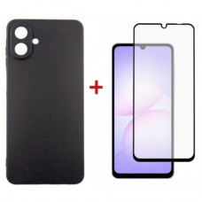 Чохол до мобільного телефона Dengos Carbon Kit for Samsung Galaxy A07 case + glass Black (DG-KM-162)