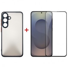 Чохол до мобільного телефона Dengos Matte Kit for Samsung Galaxy S25 FE case + glass Black (DG-KM-168)