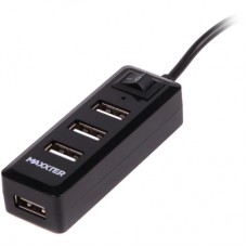 Концентратор Maxxter USB 2.0 to 4xUSB + charger 5V 1A (HU2A-4P-AC-03)
