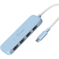 Концентратор J5create USB-C to 4xUSB-A 3.2 10Gbps cyan (JCH341EC-N)