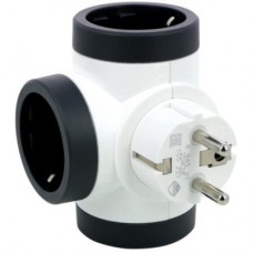 Мережевий розгалужувач Legrand ПРЕМІУМ поворотний 3х2К+З бокові розетки, колір Білий/Чорний (694521)