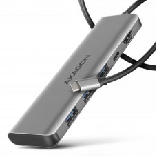 Концентратор AXAGON USB-C to 3xUSB-A + HDMI 5Gbps + PD 100W 1.0m grey (HMC-5H)