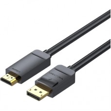 Кабель мультимедійний DisplayPort M to HDMI M 1.5m 4K30Hz black Vention (HAGBG)