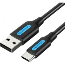 Дата кабель USB 2.0 AM to USB-C 1.5m 3A black VENTION (COKBG)