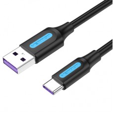 Дата кабель USB 2.0 AM to USB-C 0.5m 5A black VENTION (CORBD)