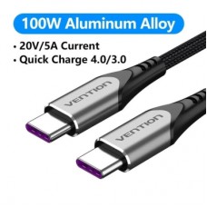 Дата кабель USB-C to USB-C 1.0m 5A aluminum gray VENTION (TAEHF)