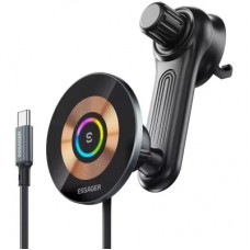 Універсальний автотримач Essager Arpege 15W Magnetic Wirless Car Charger with Phone Holder Function (Rotate Version) Black (EZJCX-GY01B-Z)