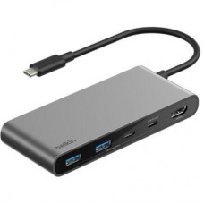 Концентратор Belkin USB-C 7-in-1 2xUSB 3.0 + USB-C + PD + HDMI 2.0 4K60Hz + SD/TF gray (AVC023HQSGY)