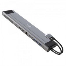 Порт-реплікатор J5create Dock-Station USB-C 10Gbps, 12-in-1 (слот M2 NVMe/хаб/HDMI/DP/PD/картрид/LAN) (JCD552-N)